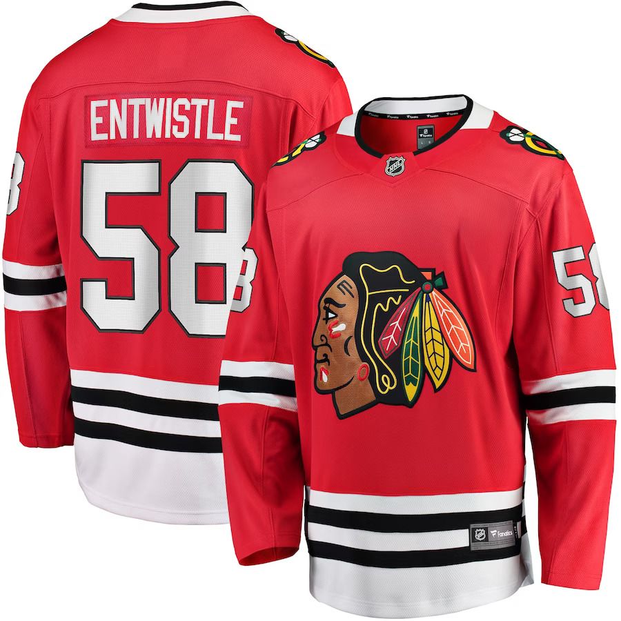 Men Chicago Blackhawks #58 MacKenzie Entwistle Fanatics Branded Red Home Breakaway Player NHL Jersey->chicago blackhawks->NHL Jersey